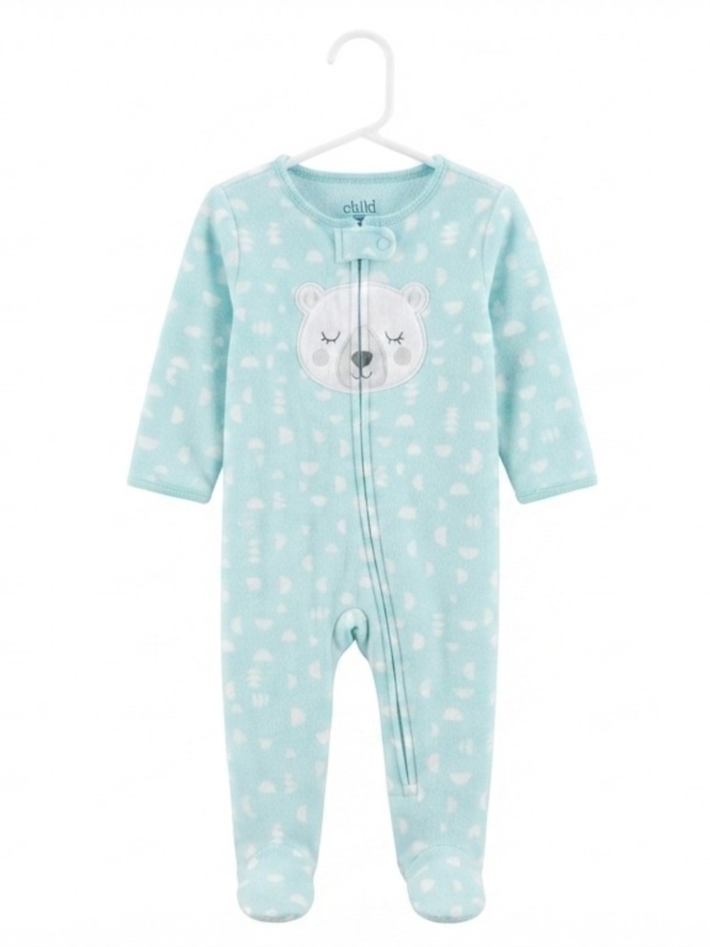 child of mine Mint Bear Fleece Footed One-Piece